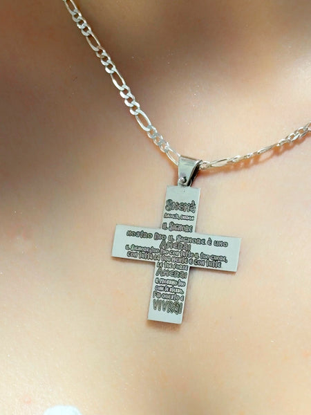 Croce con incisione SHEMA' in argento 925°°