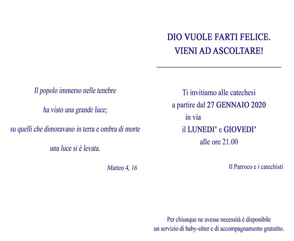 Inviti per catechesi ed altro
